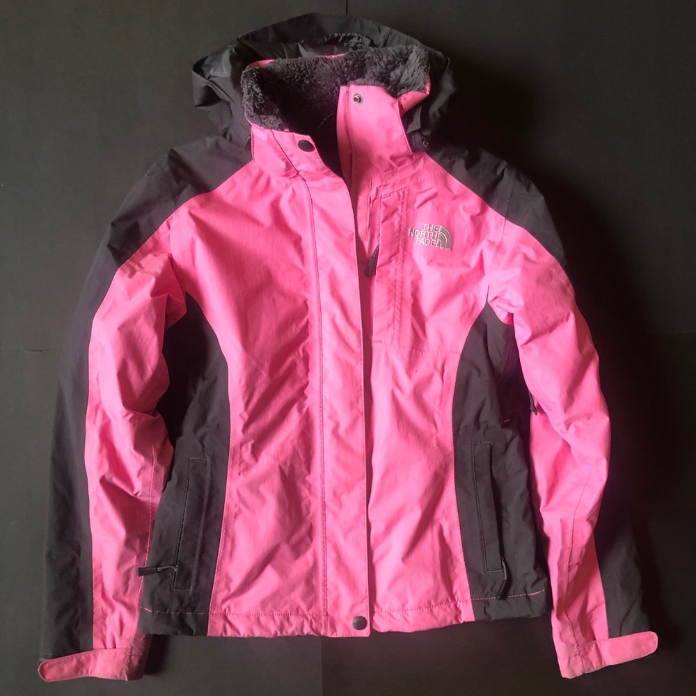 NorthFace HyVent faux fur lined nylon shell jacket